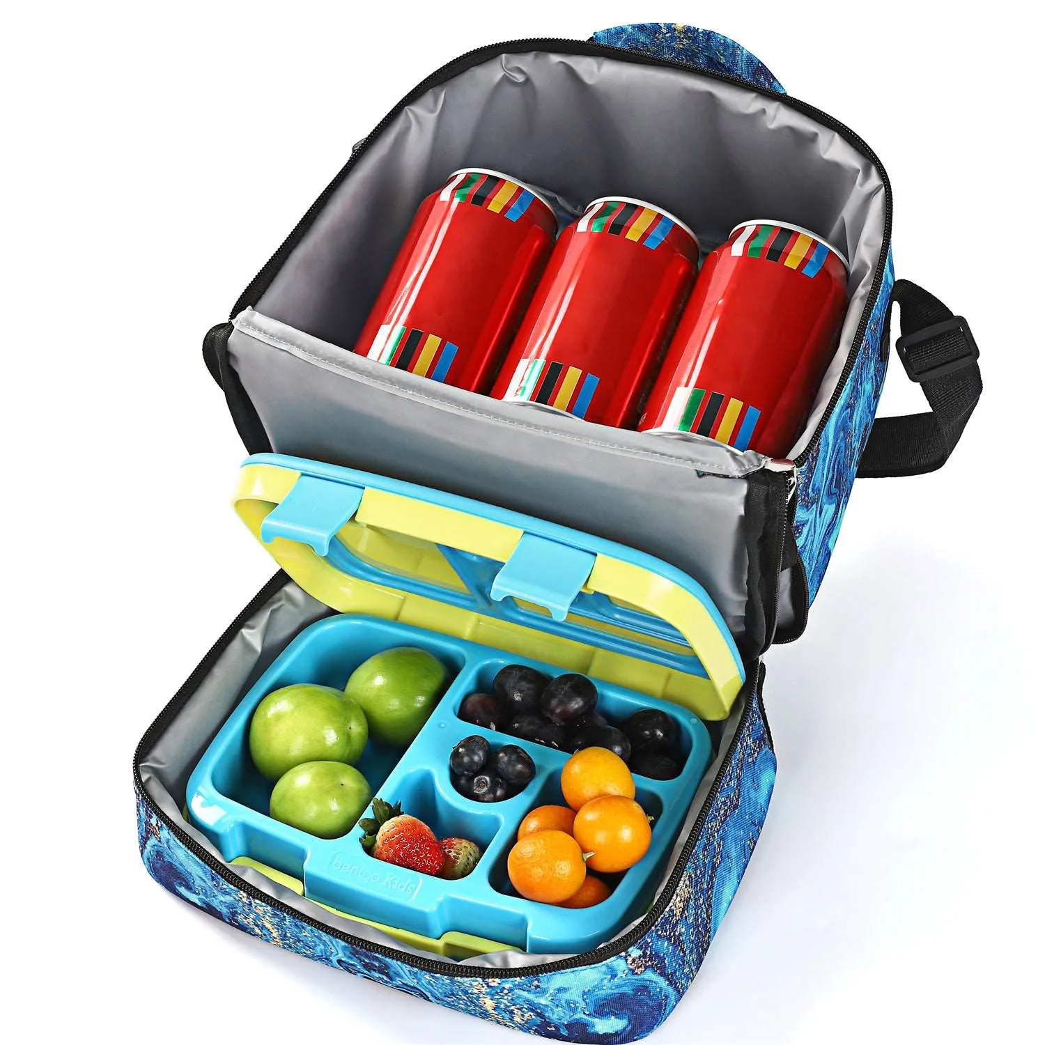 Tilami Blue Wave Rolling Backpack 19 inch with Lunch Bag Wheeled Laptop Backpack