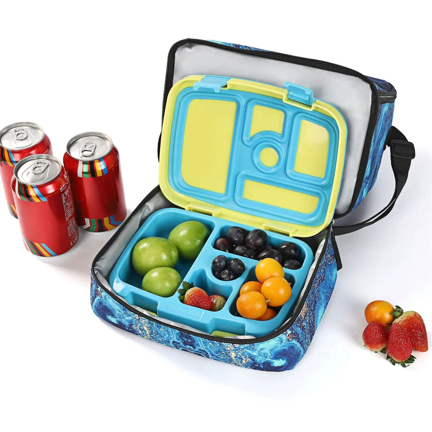 Tilami Blue Wave Rolling Backpack 19 inch with Lunch Bag Wheeled Laptop Backpack