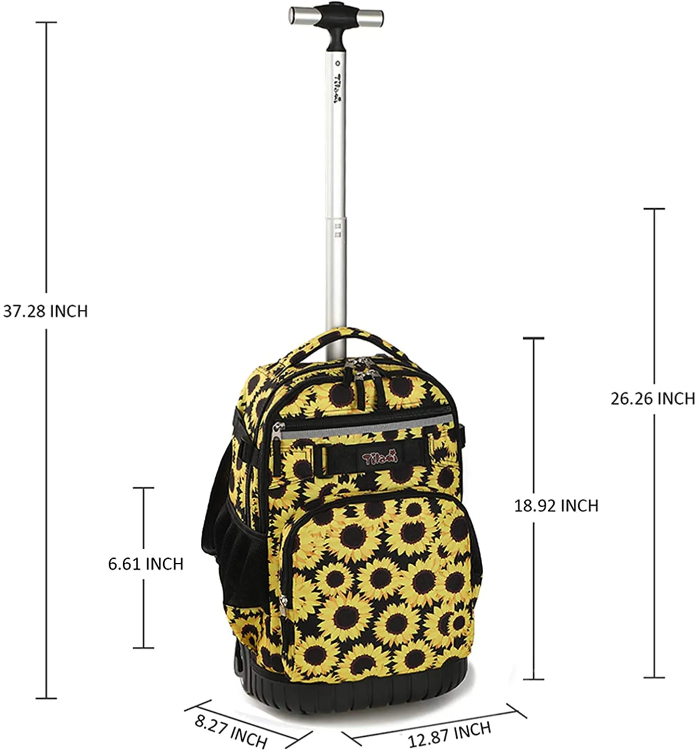 Tilami Yellow Sunflower 18 inch Rolling Backpack