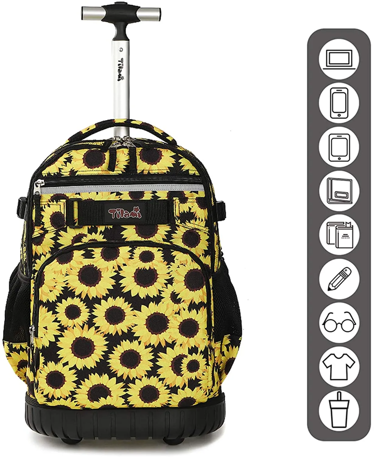 Tilami Yellow Sunflower 18 inch Rolling Backpack
