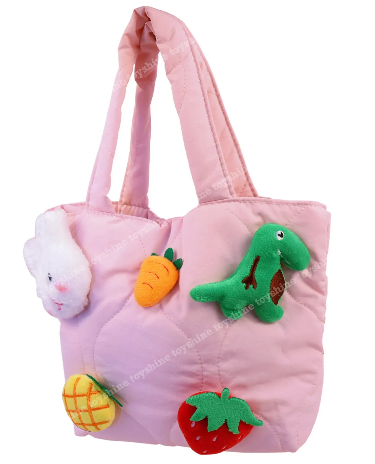 Toyshine Soft Plush Cartoon Tote Bag, Girls Handbag for Travel and Multi-purpose for Birthday Party Supplies - Pink