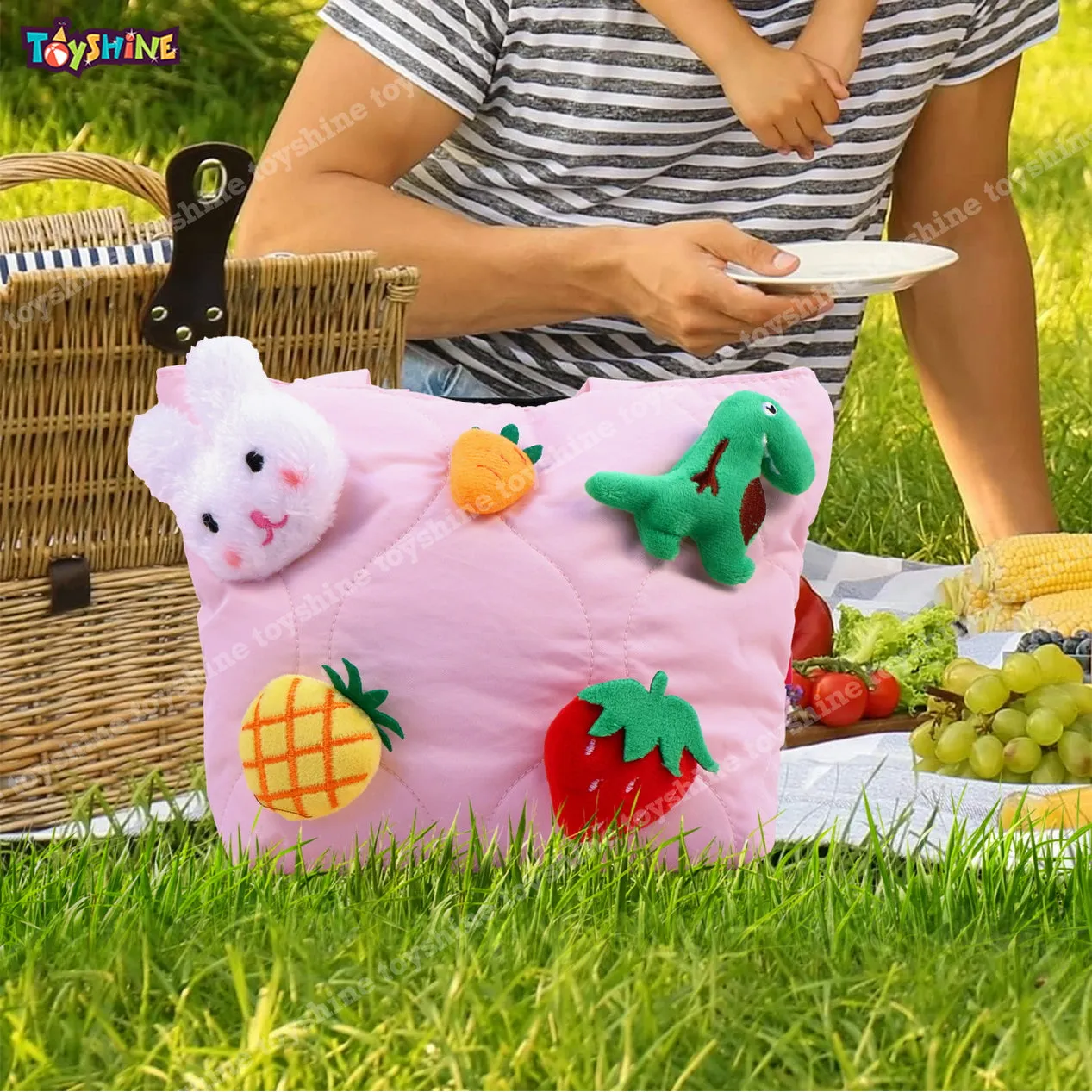 Toyshine Soft Plush Cartoon Tote Bag, Girls Handbag for Travel and Multi-purpose for Birthday Party Supplies - Pink
