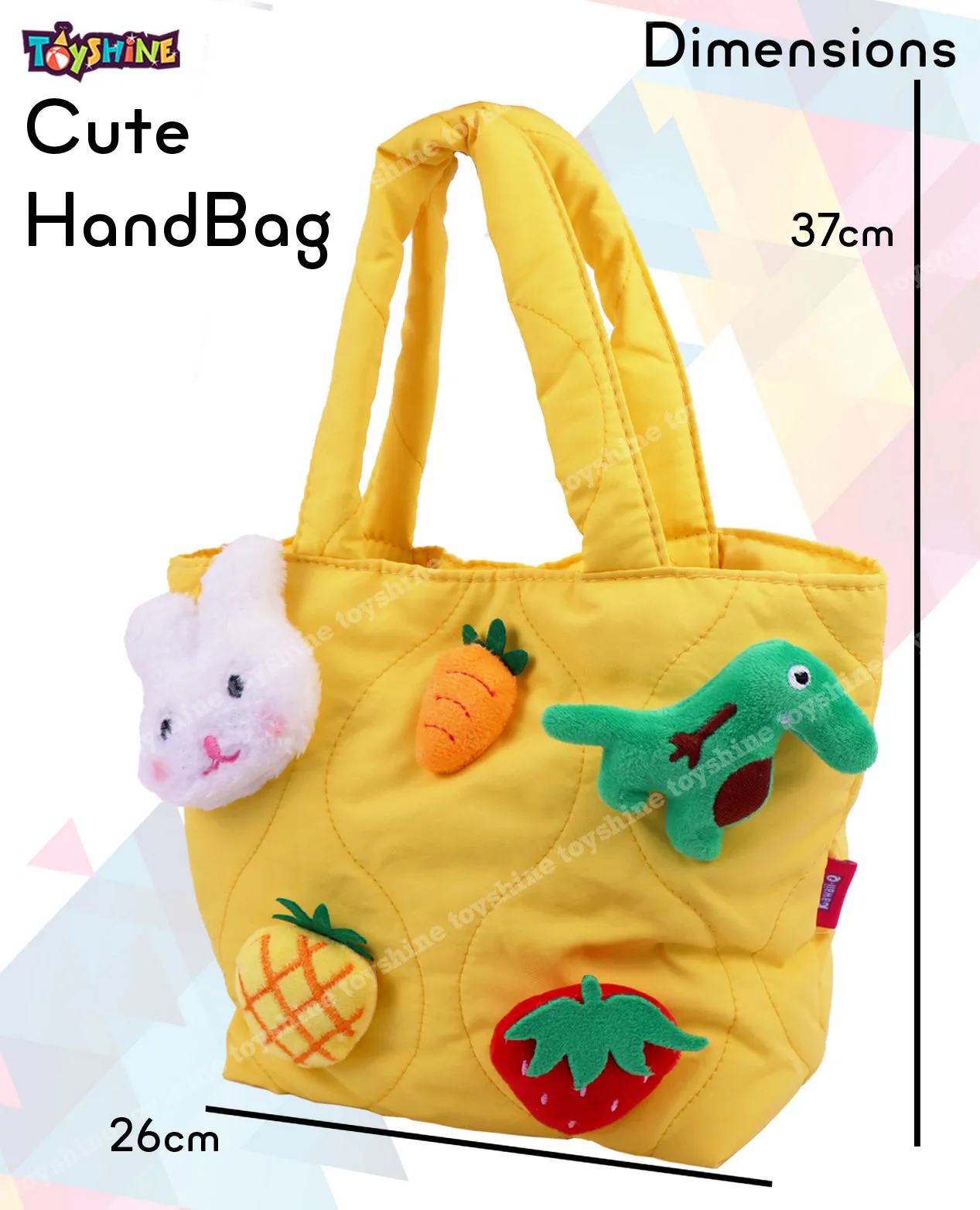 Toyshine Soft Plush Cartoon Tote Bag, Girls Handbag for Travel and Multi-purpose for Birthday Party Supplies - Yellow