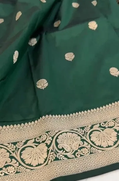 Traditional Handwoven Pure Banarasi Katan Silk Reshami Zari Work Saree