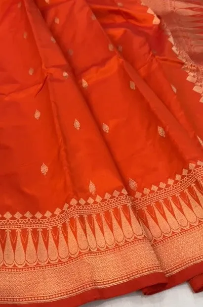 Traditional Handwoven Pure Banarasi Katan Silk Reshami Zari Work Saree