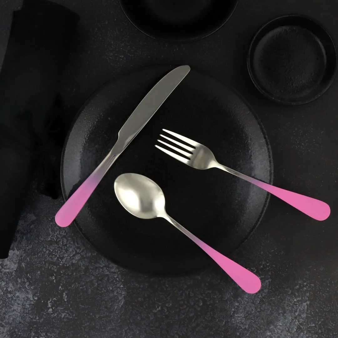 Traditional Travel Flatware Set in a Roll (Glossy Pink Ombré)