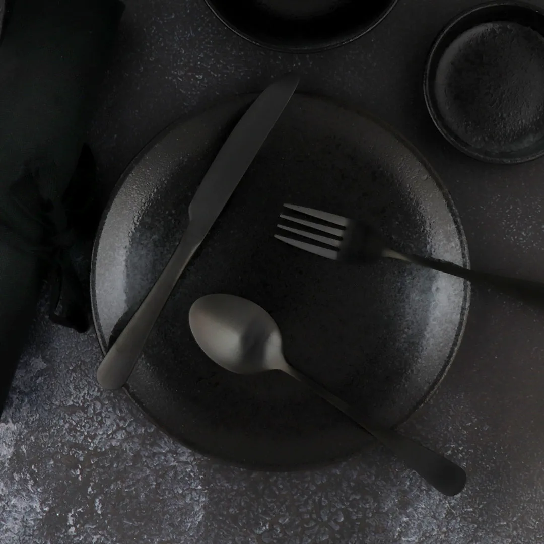 Traditional Travel Flatware Set in a Roll (Satin Black)
