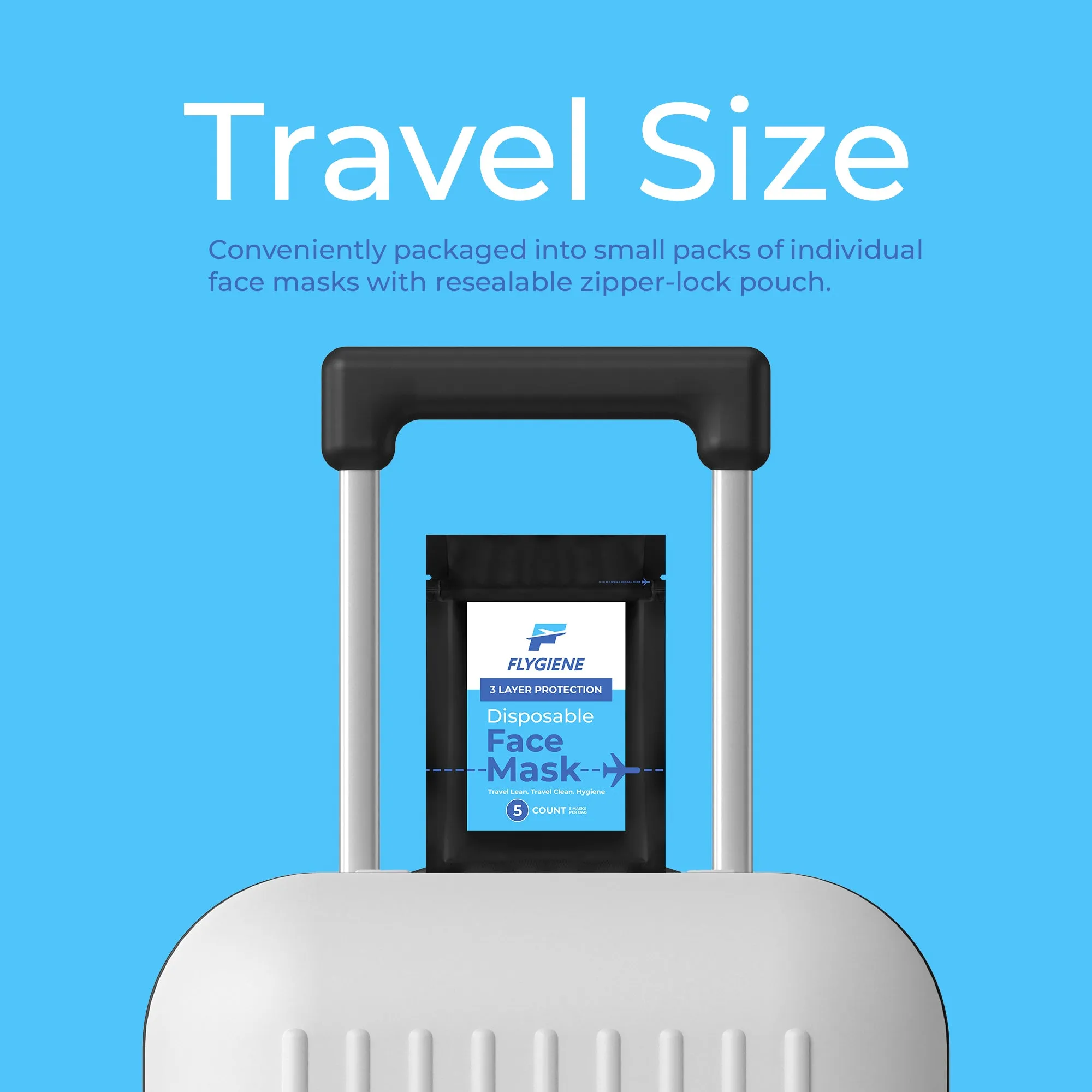 Travel Face Mask | Disposable | 5 Count (1 Pack of 5) | Black