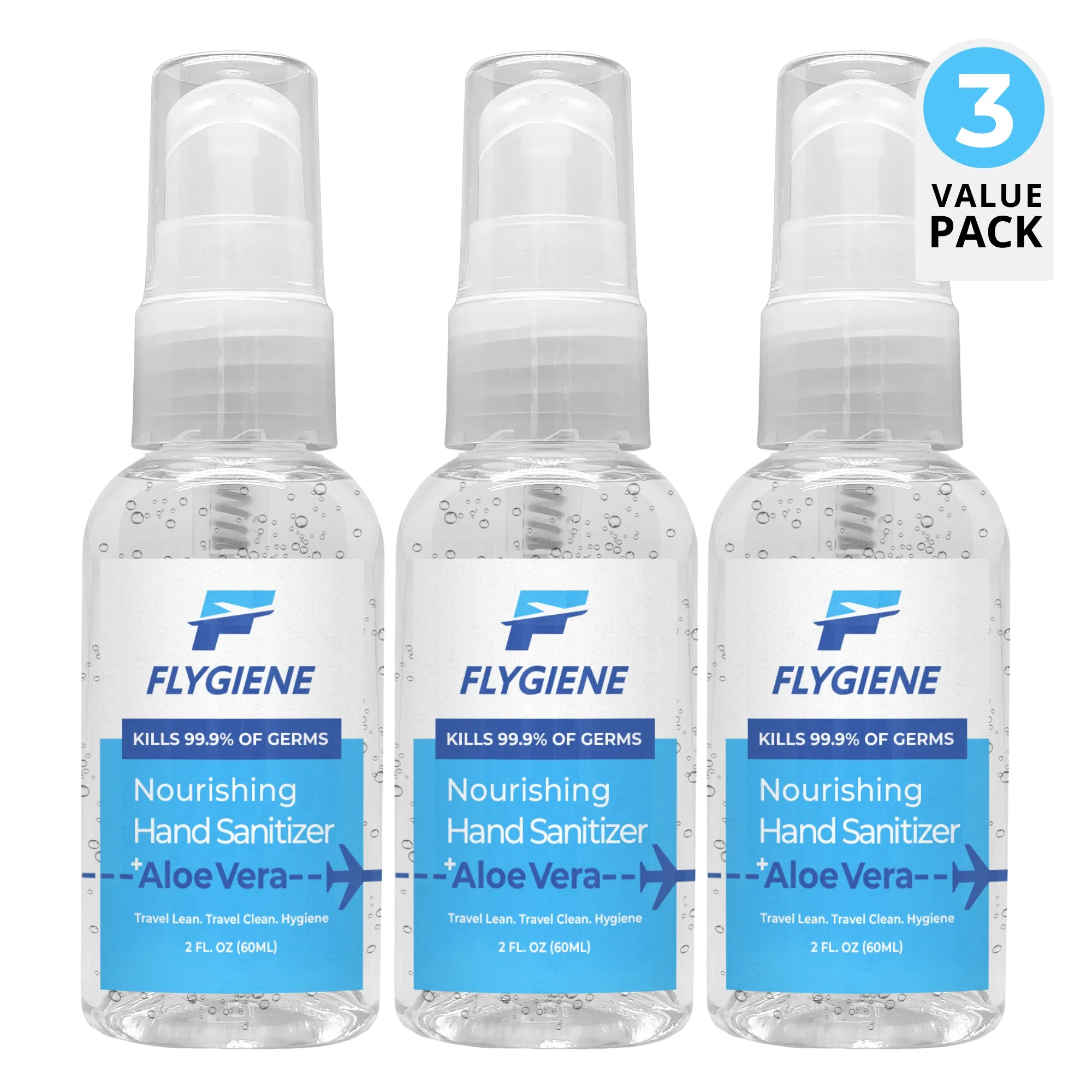 Travel Size Nourishing Hand Sanitizer Gel   Aloe Vera (2 oz) | 3 Pack
