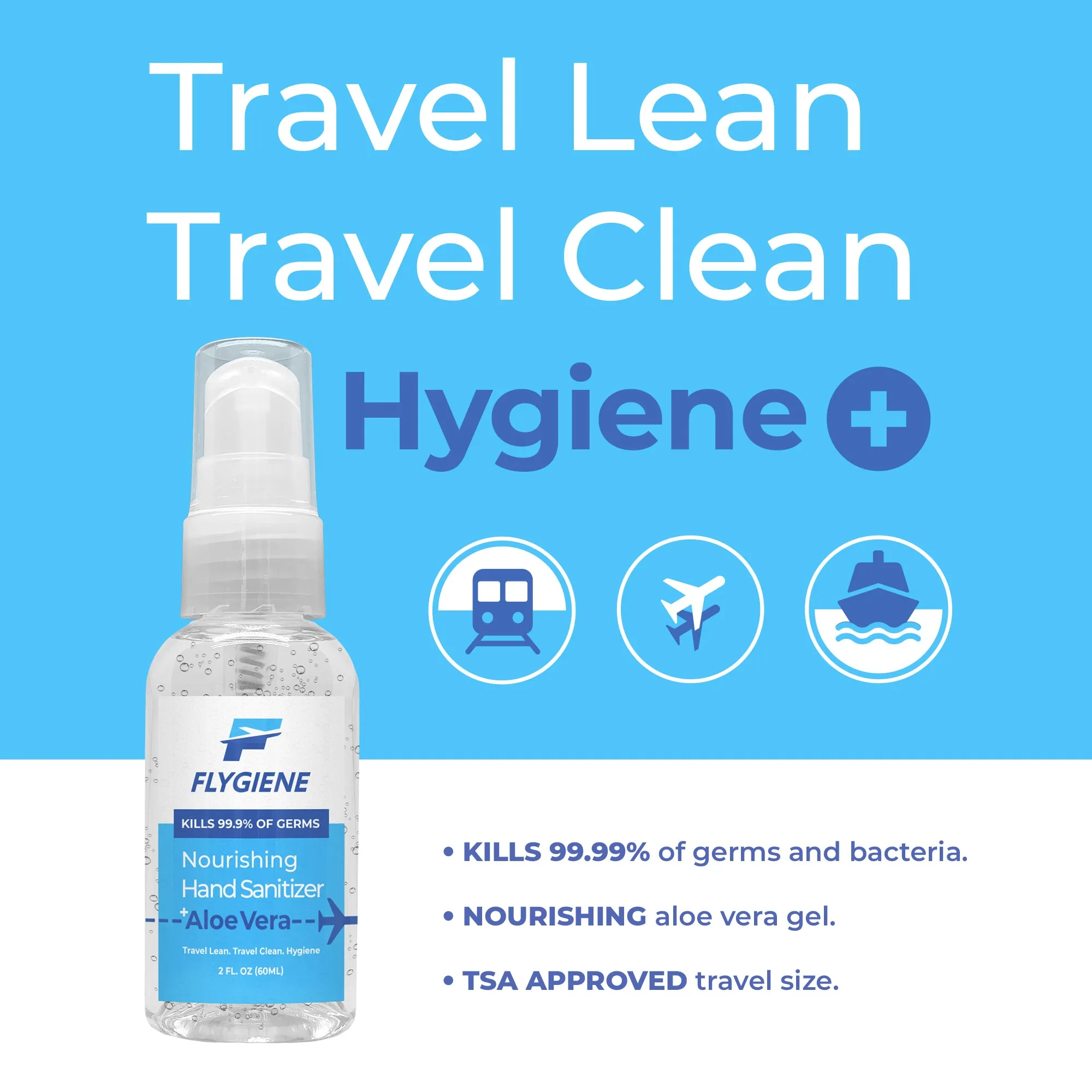 Travel Size Nourishing Hand Sanitizer Gel   Aloe Vera (2 oz) | 6 Pack