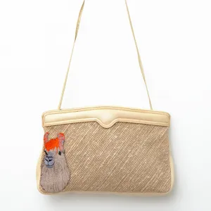UPCYCLED SMILING LLAMA VINTAGE CLUTCH BAG