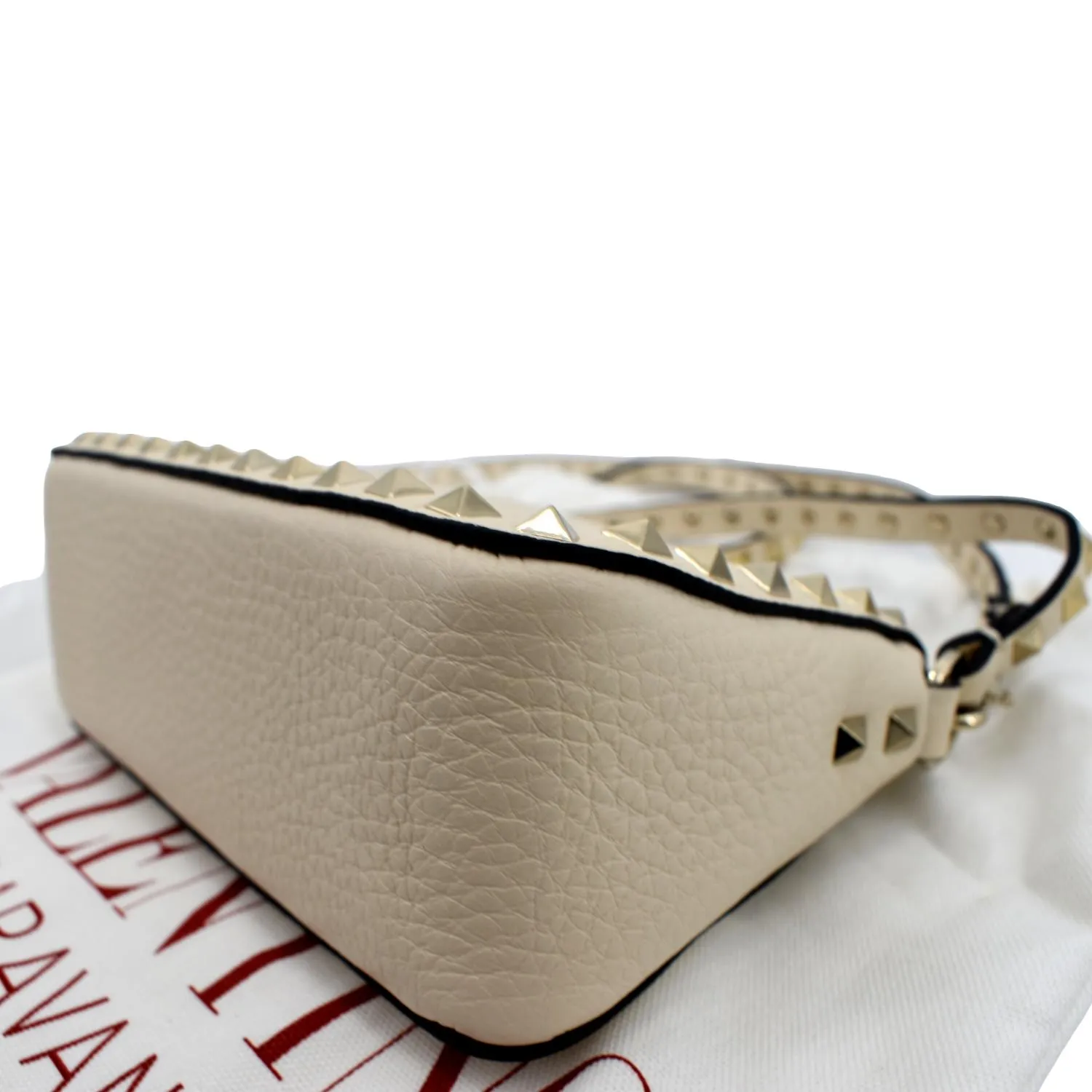 VALENTINO Garavani Rockstud Calfskin Leather Crossbody Bag Beige
