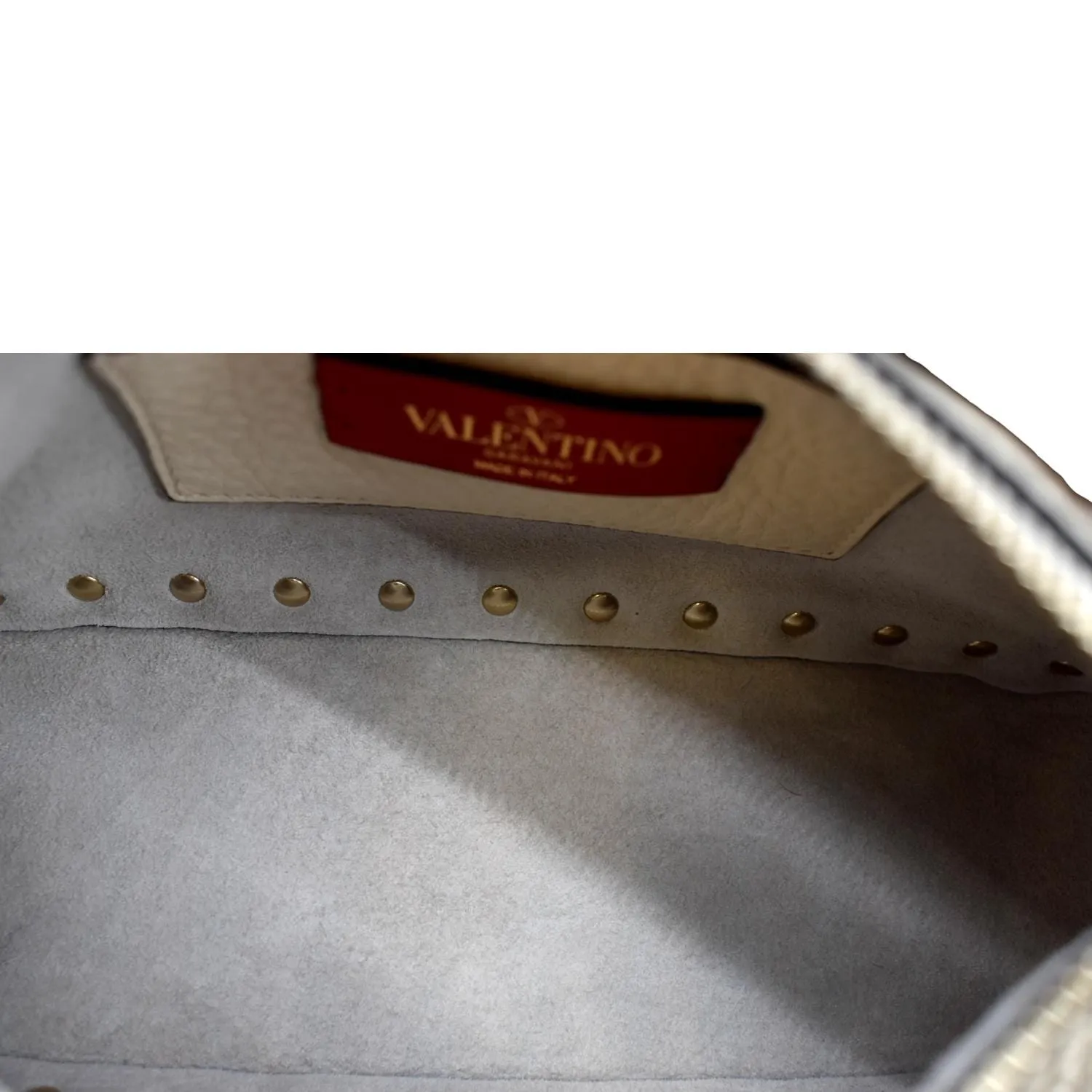 VALENTINO Garavani Rockstud Calfskin Leather Crossbody Bag Beige