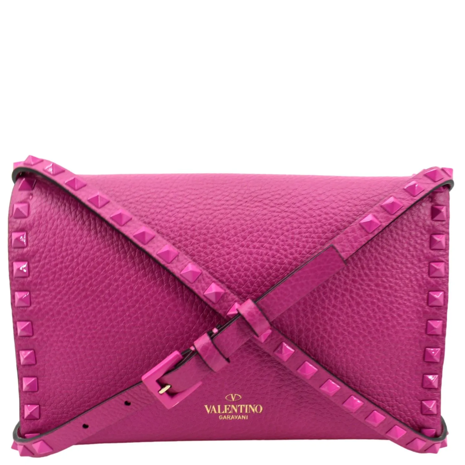 VALENTINO Garavani Small Rockstud Flap Leather Crossbody Bag Rose Violet