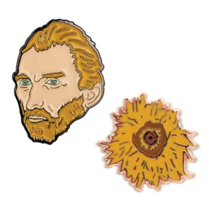 Van Gogh and Sunflower Enamel Pin Set