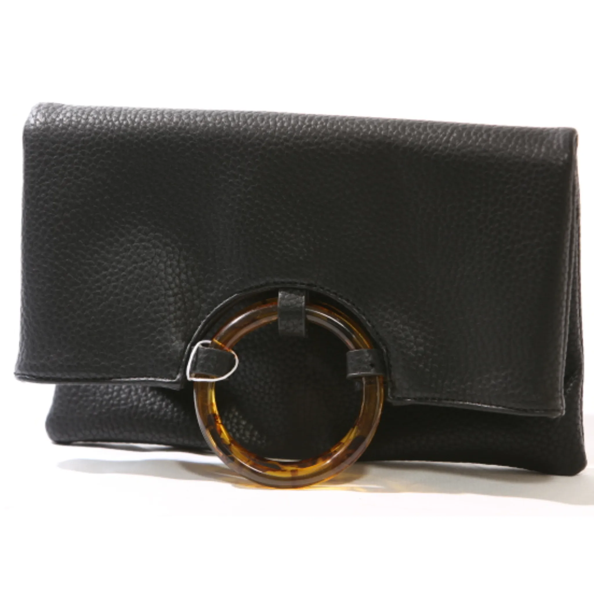 Vegan Leather Bi-Fold Clutch - Black