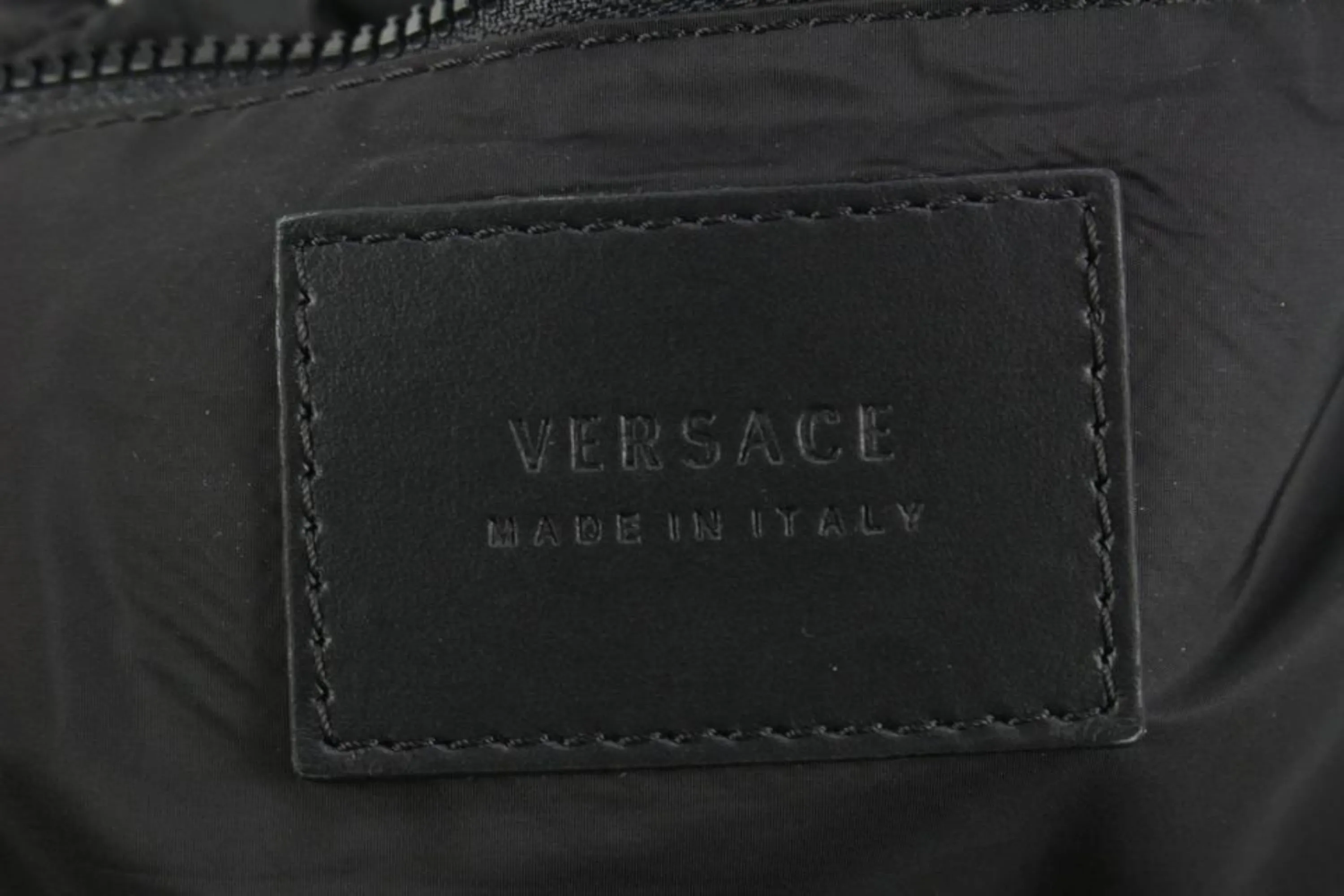 Versace Blue Zaino Stampa Logo Nylon Backpack Travel Bag 39v54s