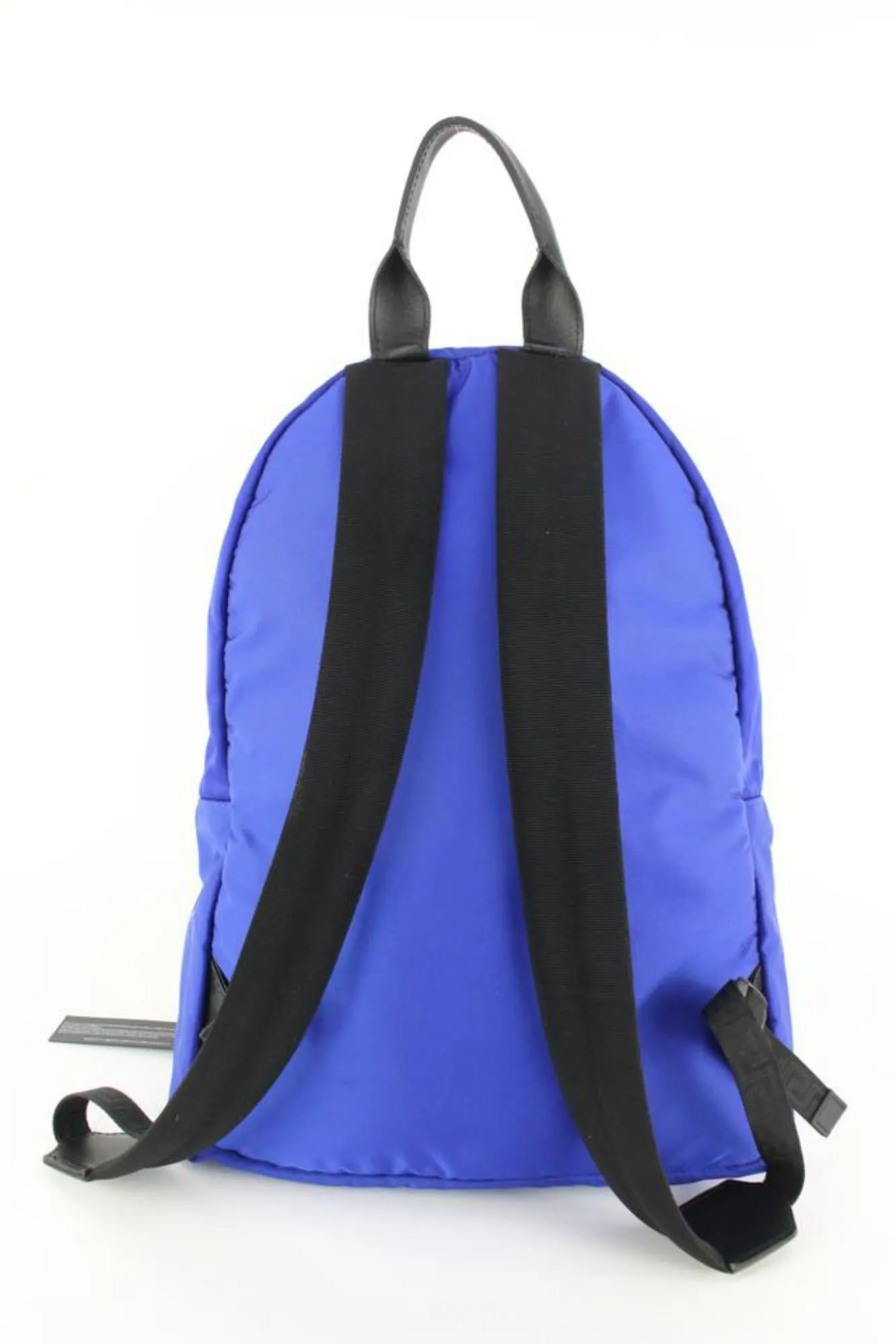 Versace Blue Zaino Stampa Logo Nylon Backpack Travel Bag 39v54s