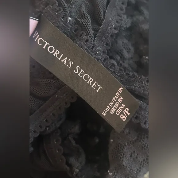 Victoria’s Secret Black Lace Rhinestones Bows Strapy Sexy Little Things sz S