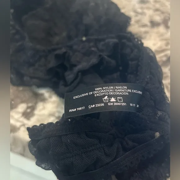 Victoria’s Secret Black Lace Rhinestones Bows Strapy Sexy Little Things sz S