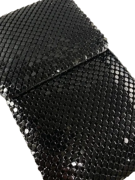 Vintage 1990's Black Slinky Mesh Crossbody Wallet