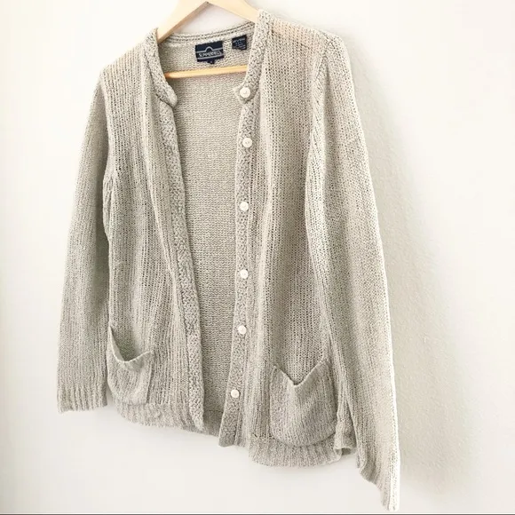 Vintage 90s Beige Cardigan Knit Sweater Sz Small