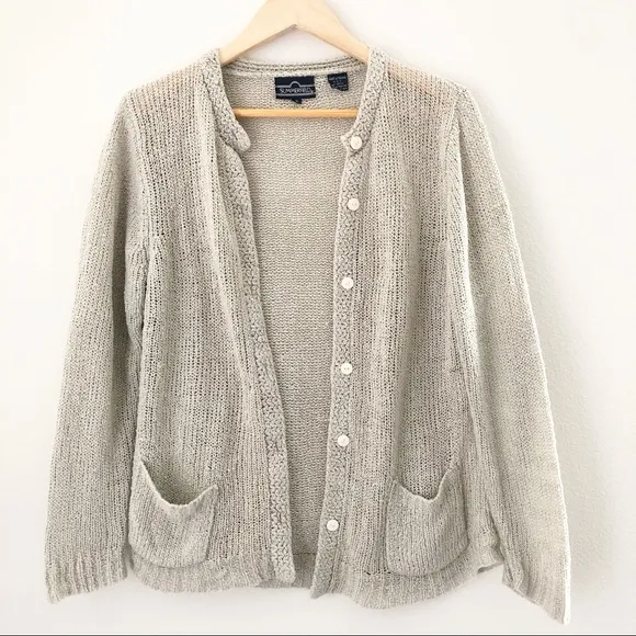 Vintage 90s Beige Cardigan Knit Sweater Sz Small