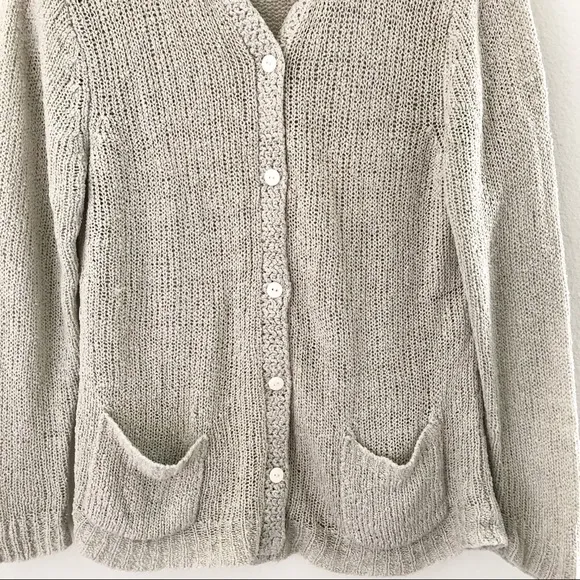 Vintage 90s Beige Cardigan Knit Sweater Sz Small