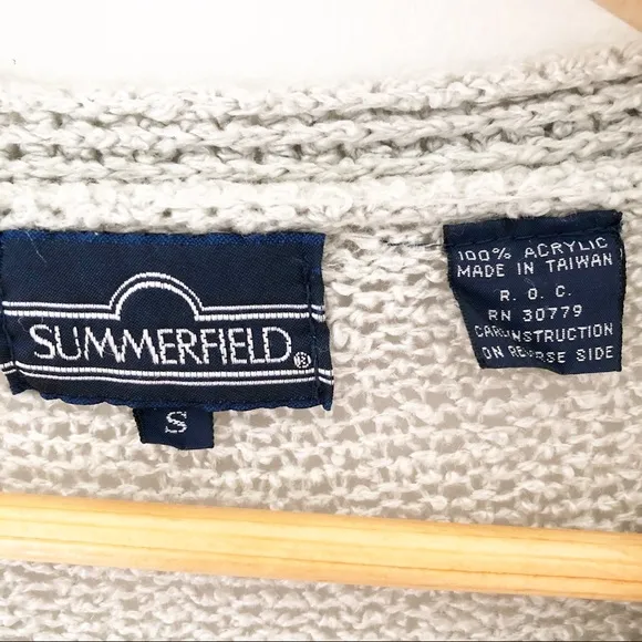 Vintage 90s Beige Cardigan Knit Sweater Sz Small
