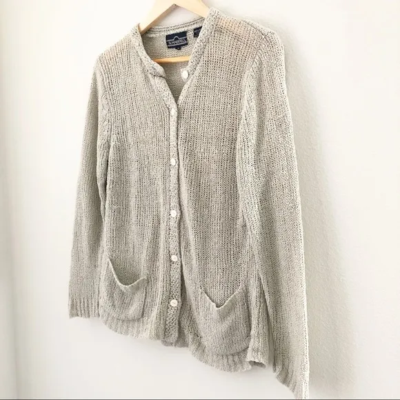 Vintage 90s Beige Cardigan Knit Sweater Sz Small