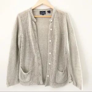 Vintage 90s Beige Cardigan Knit Sweater Sz Small