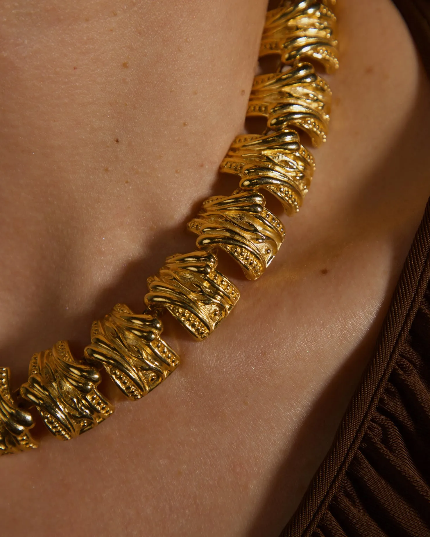 Vintage AK Etruscan Abstract Link Necklace