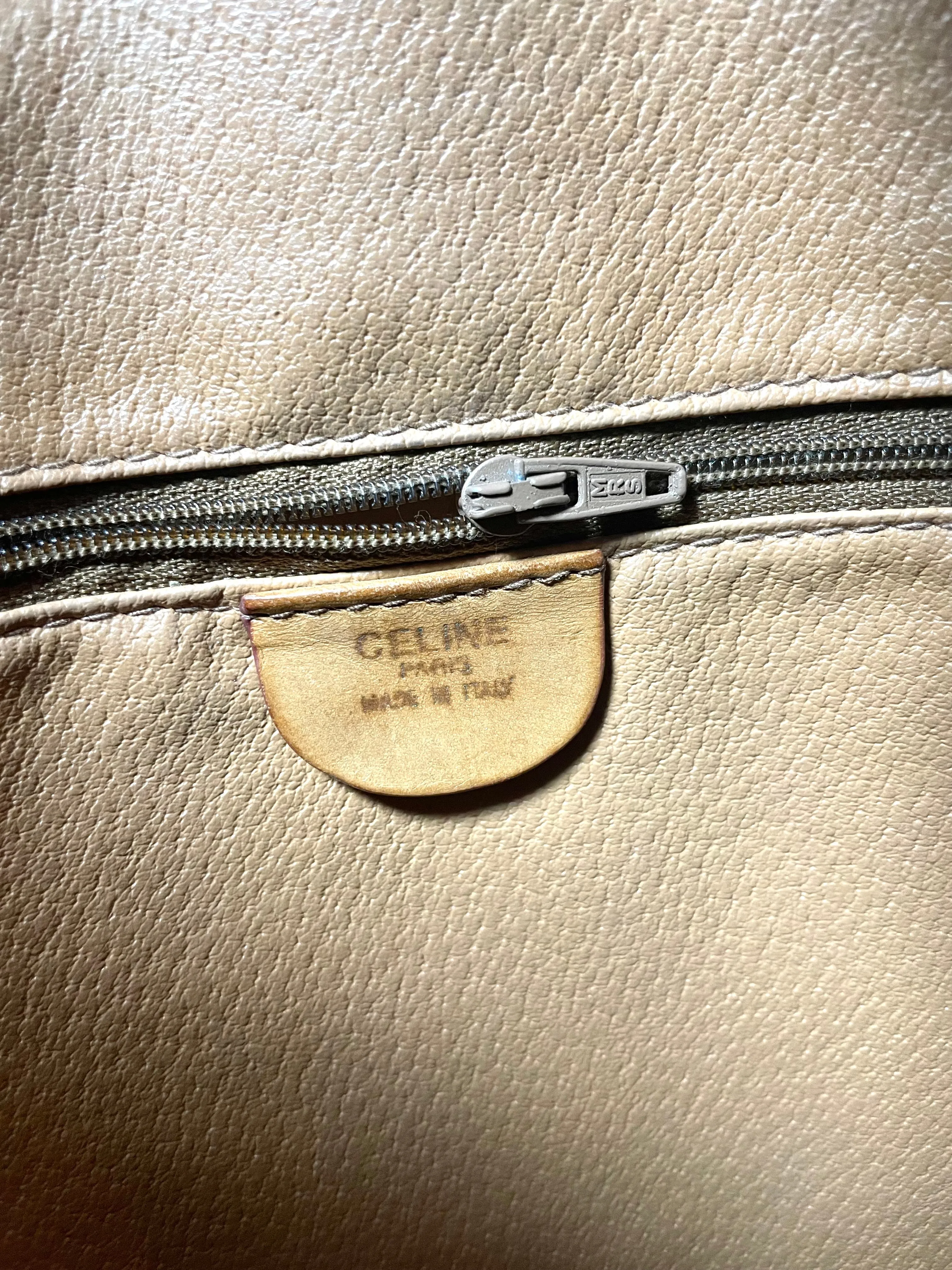 Vintage Celine hobo bucket shoulder bag in classic brown triomphe pattern with leather straps. 070218ys8