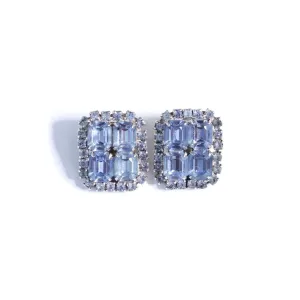 Vintage Cinderella Blue Rhinestone Statement Earrings