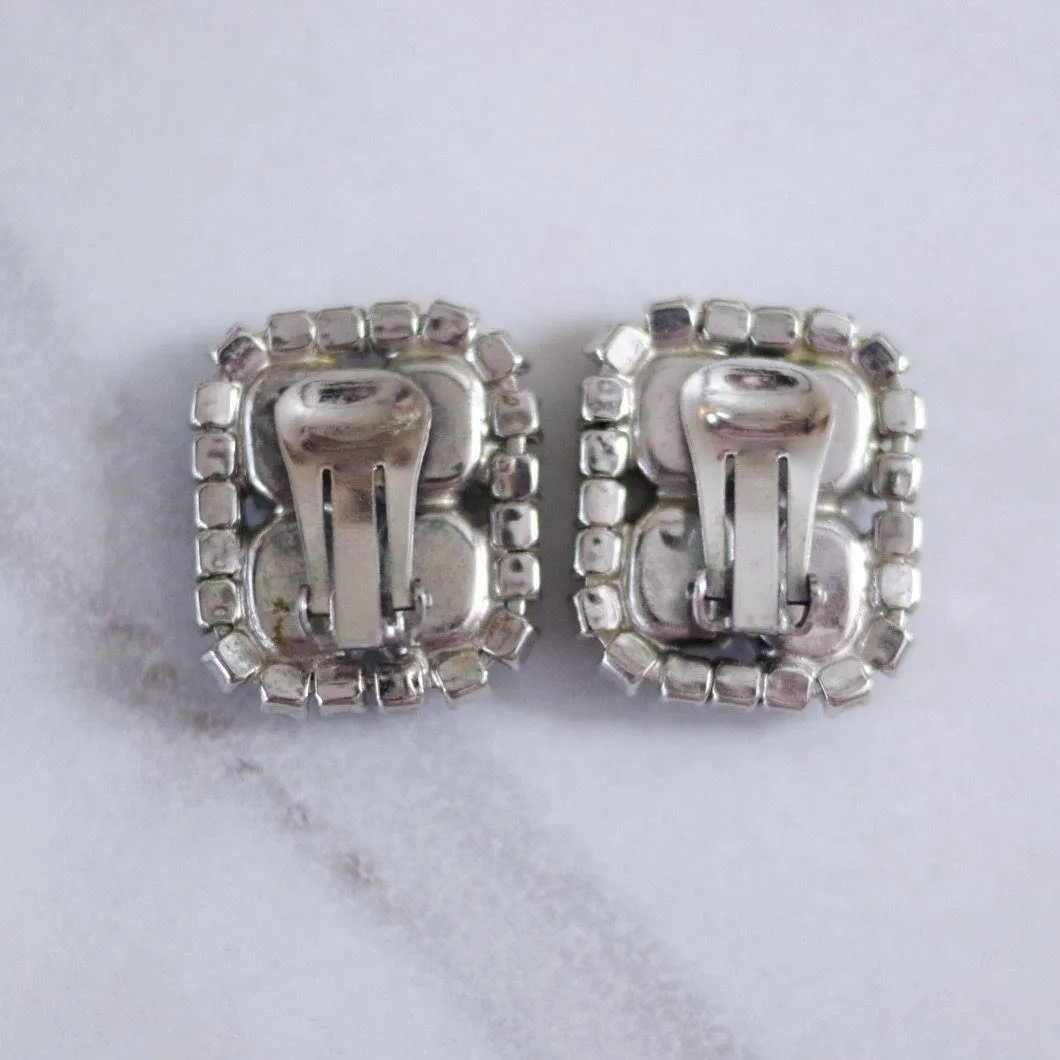 Vintage Cinderella Blue Rhinestone Statement Earrings