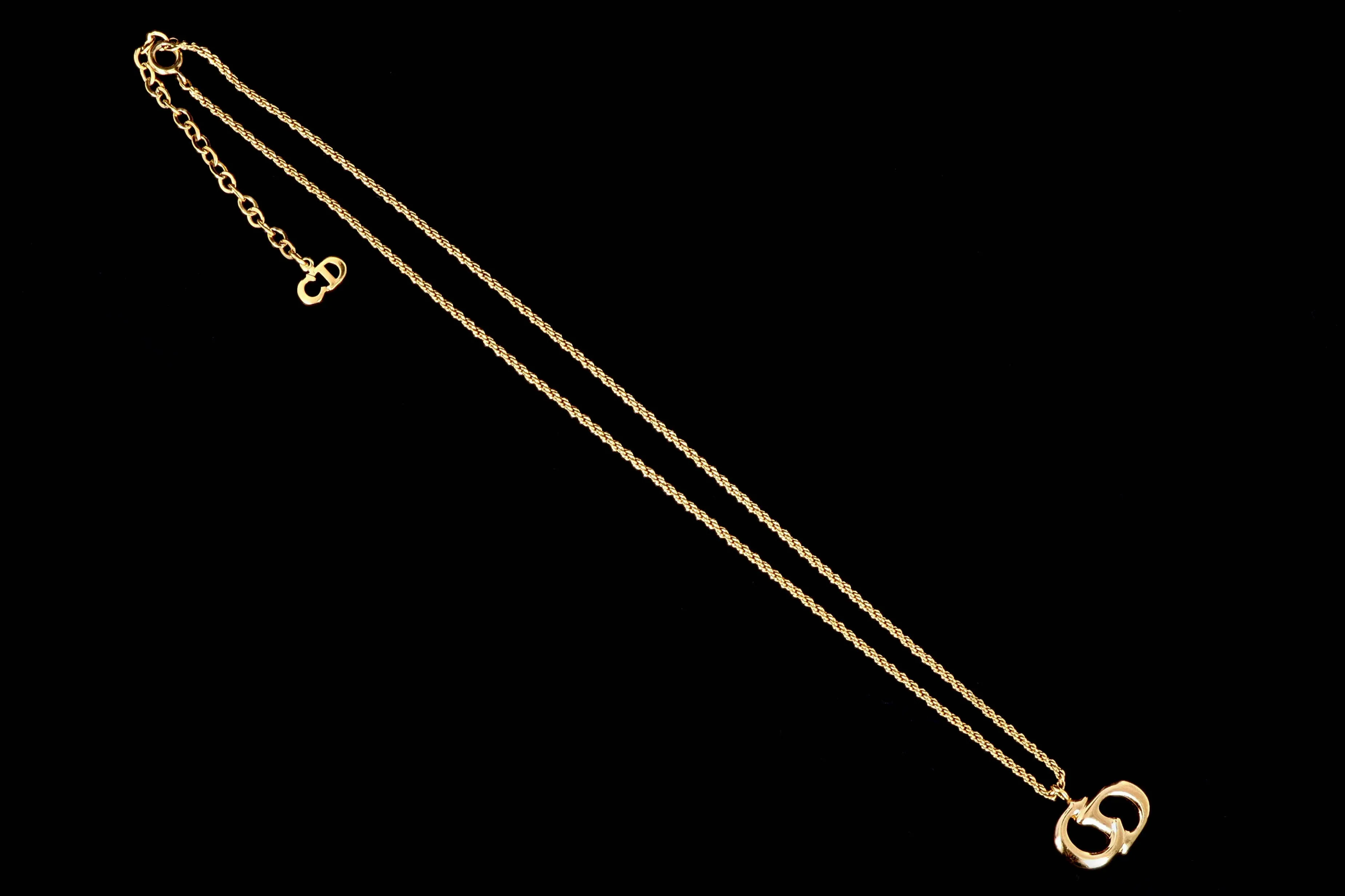 Vintage Dior Logo Pendant Necklace