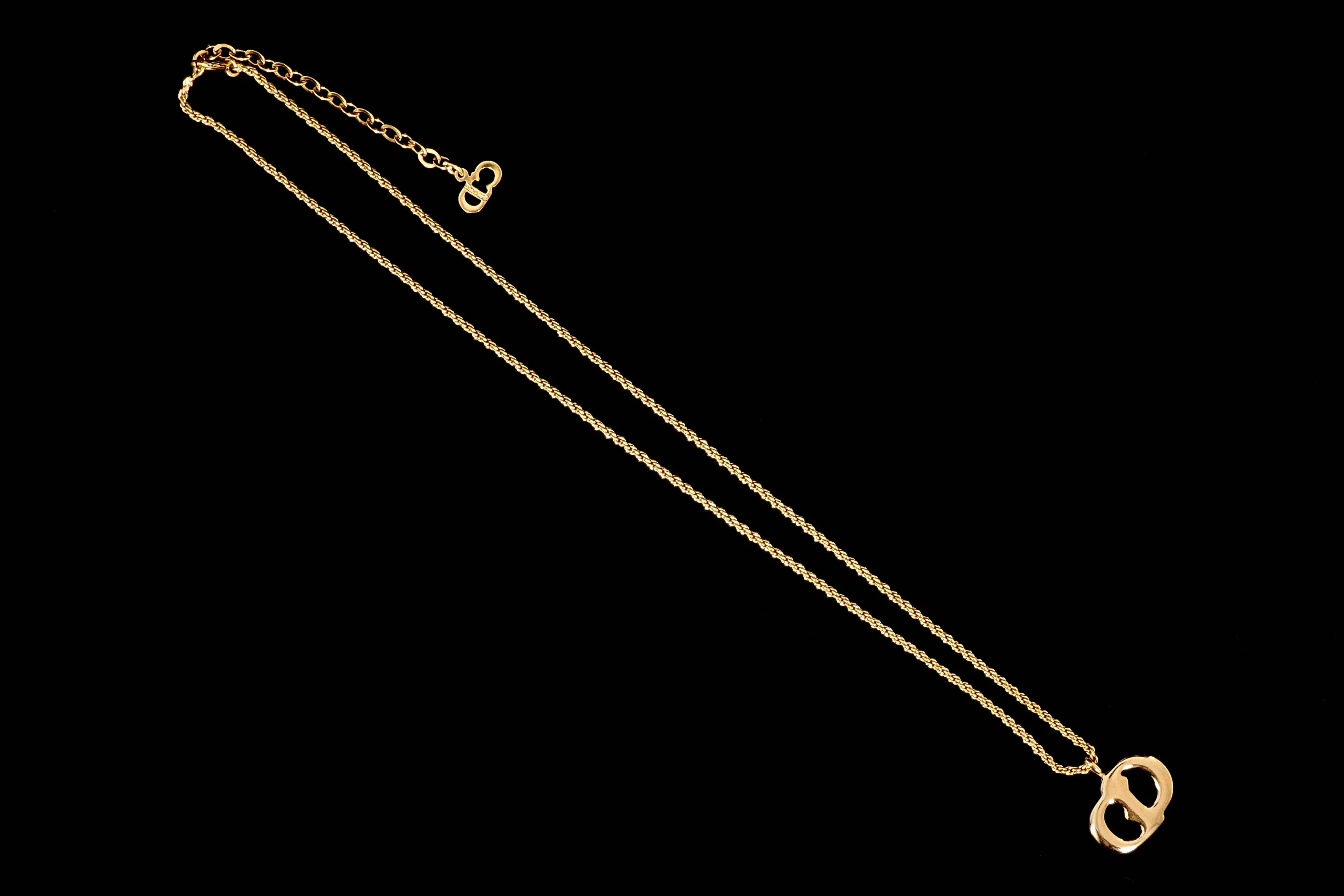 Vintage Dior Logo Pendant Necklace