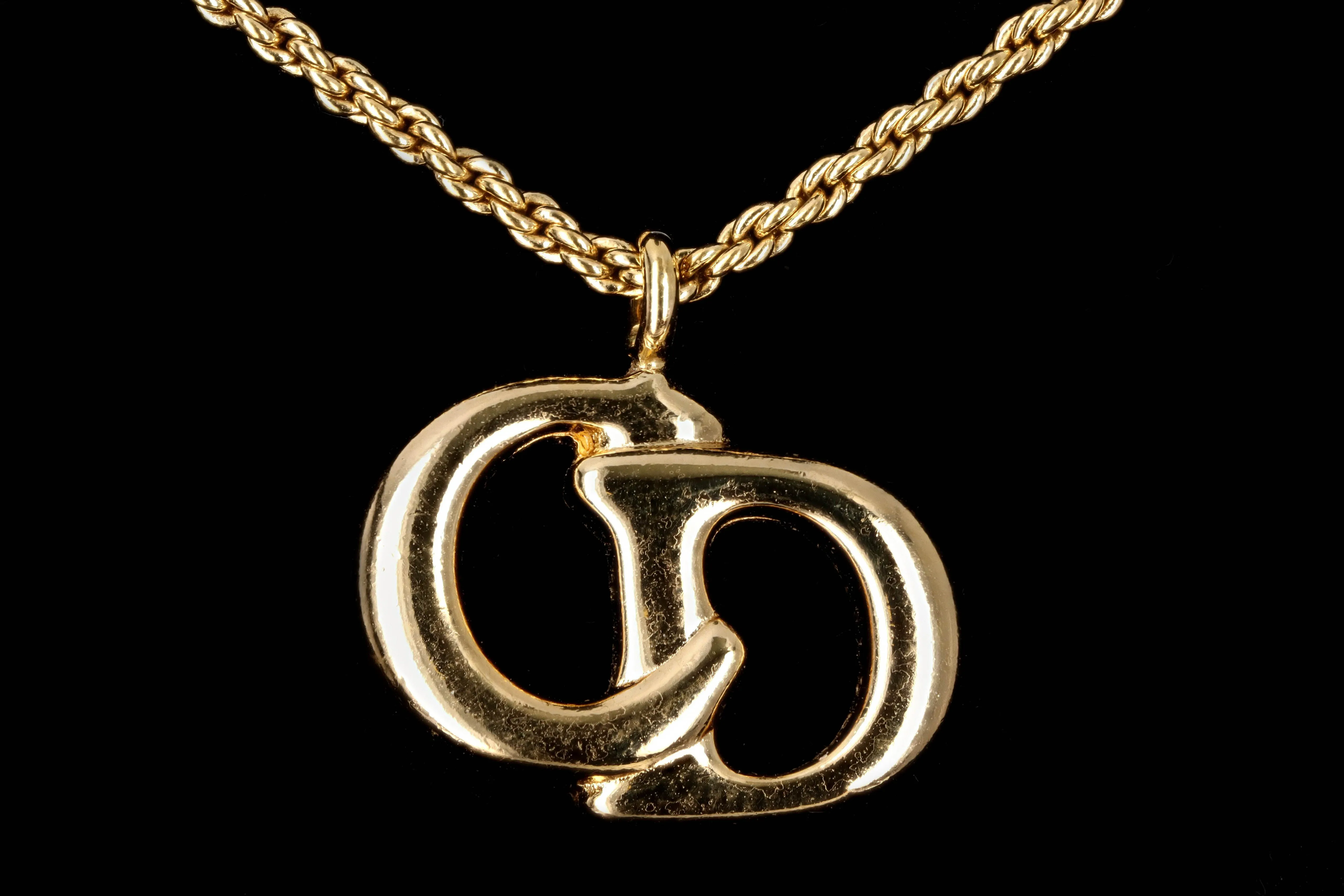Vintage Dior Logo Pendant Necklace