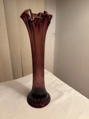 Vintage Fenton Amythest Glass Tall Vase