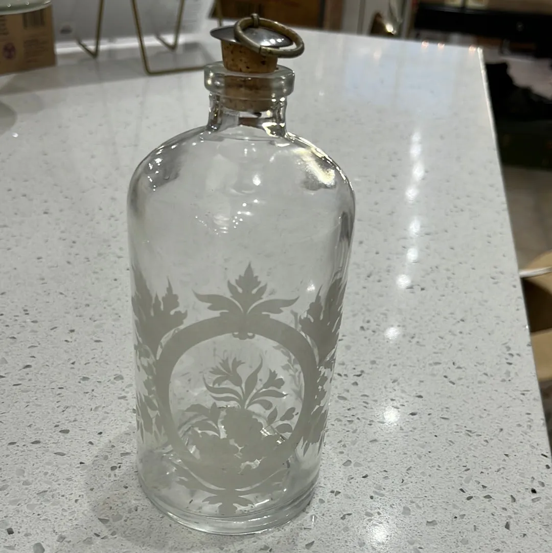 Vintage Frosted Etched Apothecary Jar (small)