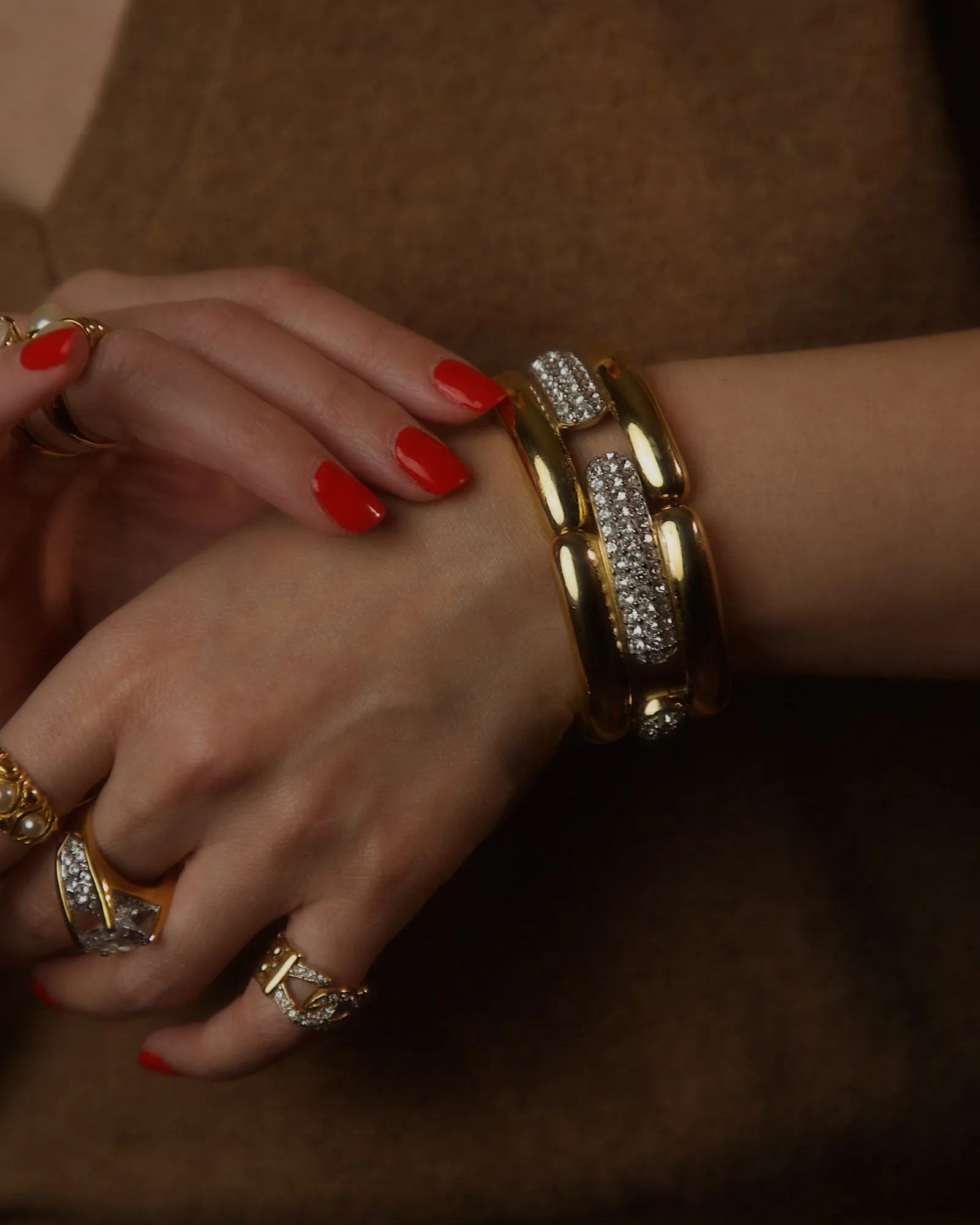Vintage Givenchy Pavé Panel Link Bracelet