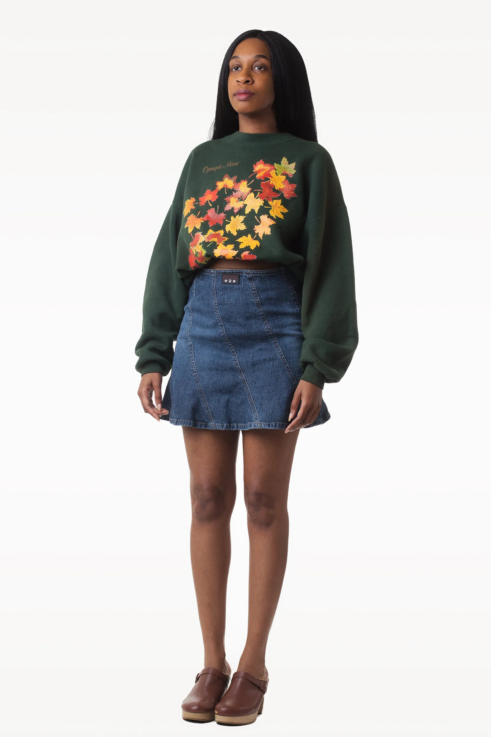 Vintage Green Ogunquit Maine Upcycled Croptop Pullover | XL