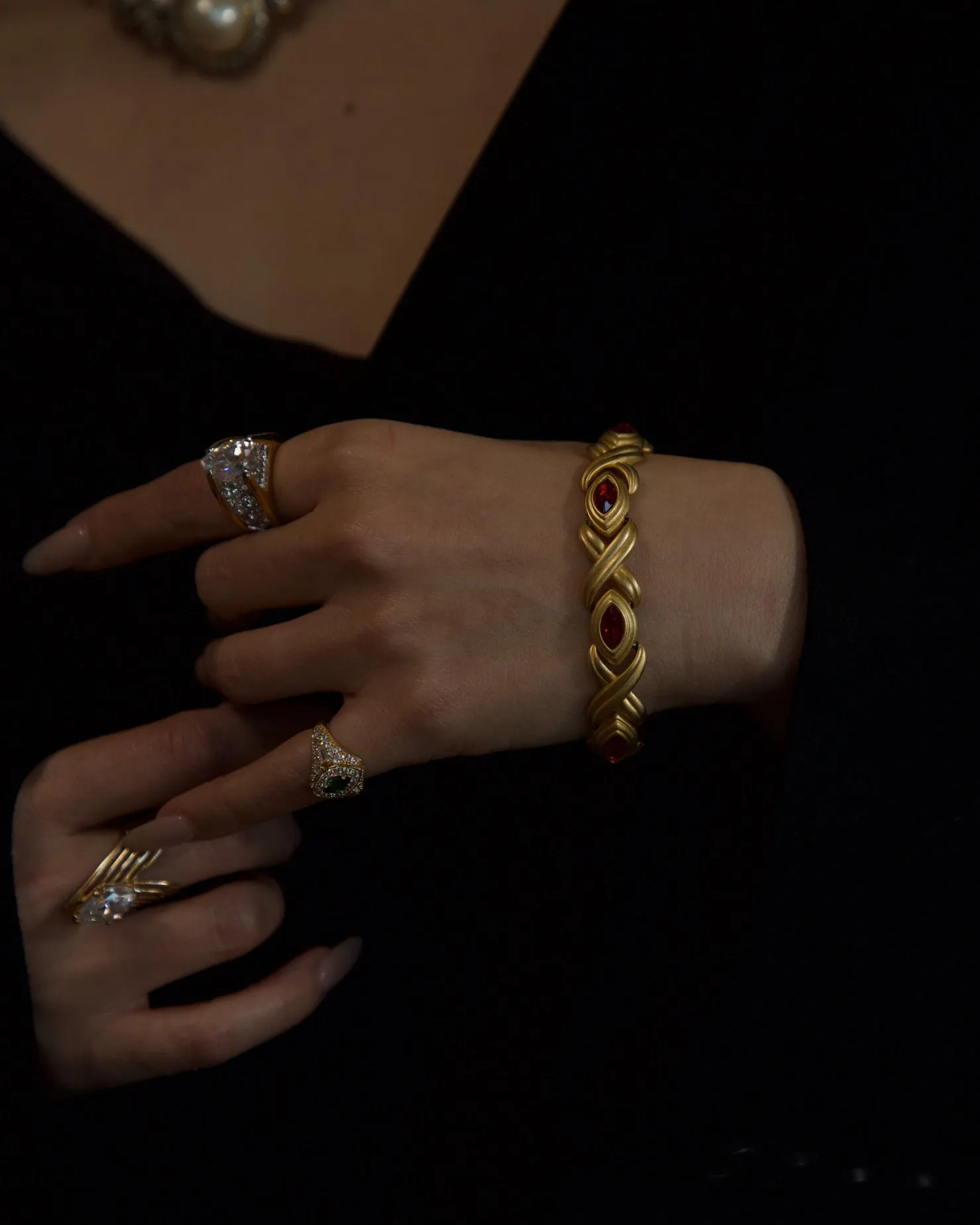 Vintage Matte Ruby Bracelet