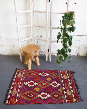 Vintage Mini Turkish Kilim Rug 2'4"x3'10"