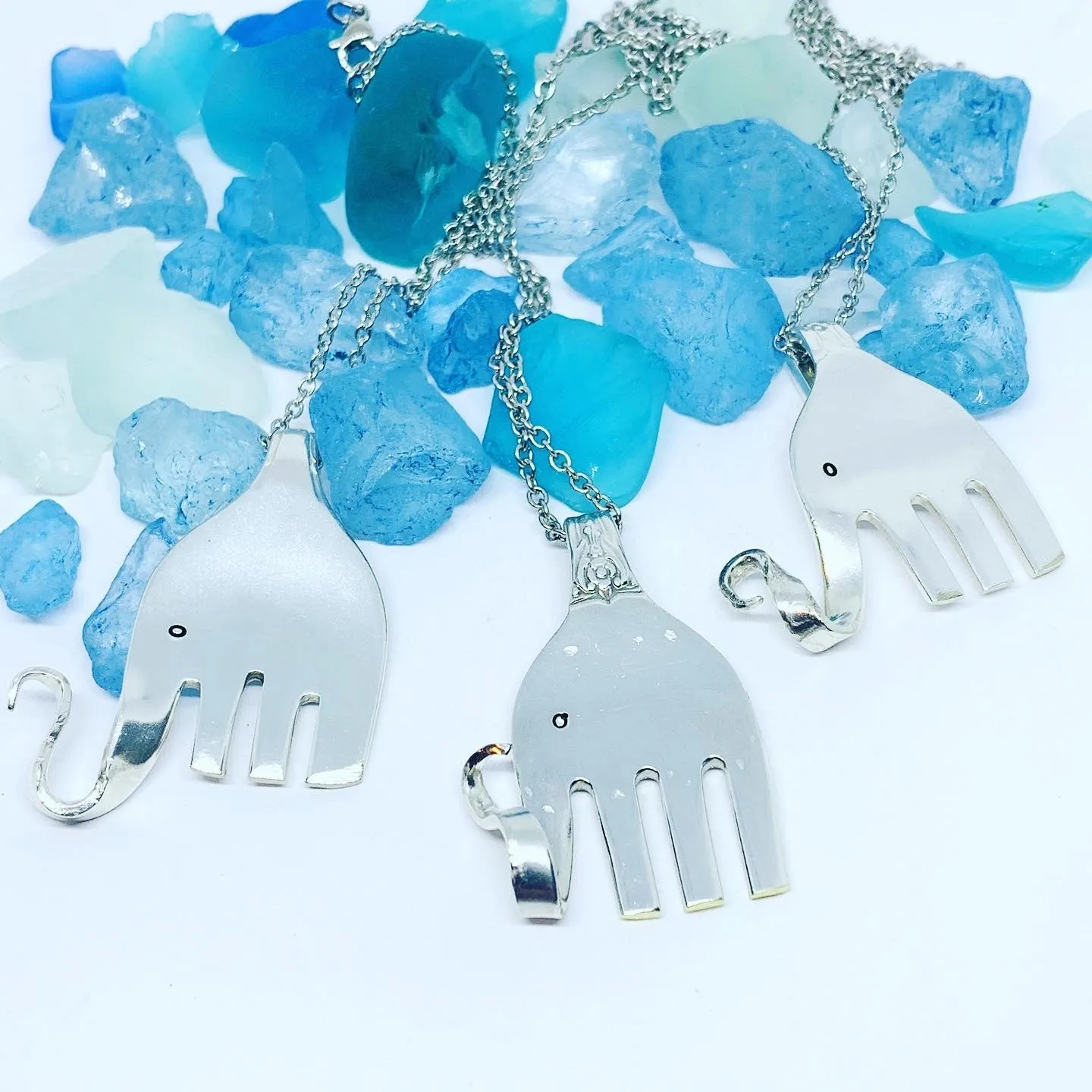 Vintage Silverware “Elefork” Fork Elephant Pendant with Chain | Vintage Silverware Jewelry | Vintage Pendant