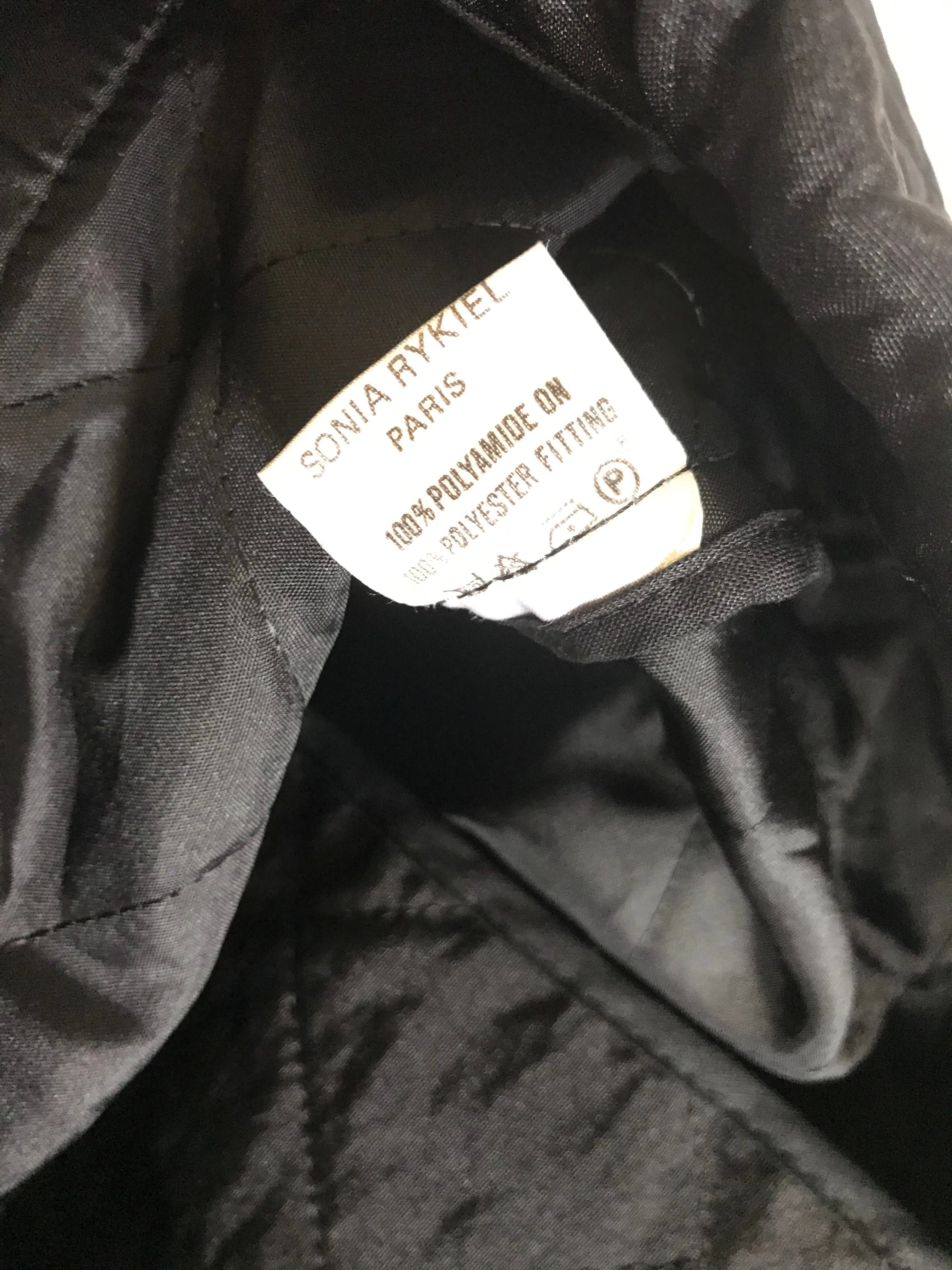 Vintage Sonia Rykiel black lightweight quilted fabric backpack. Travel bag. Made in France.