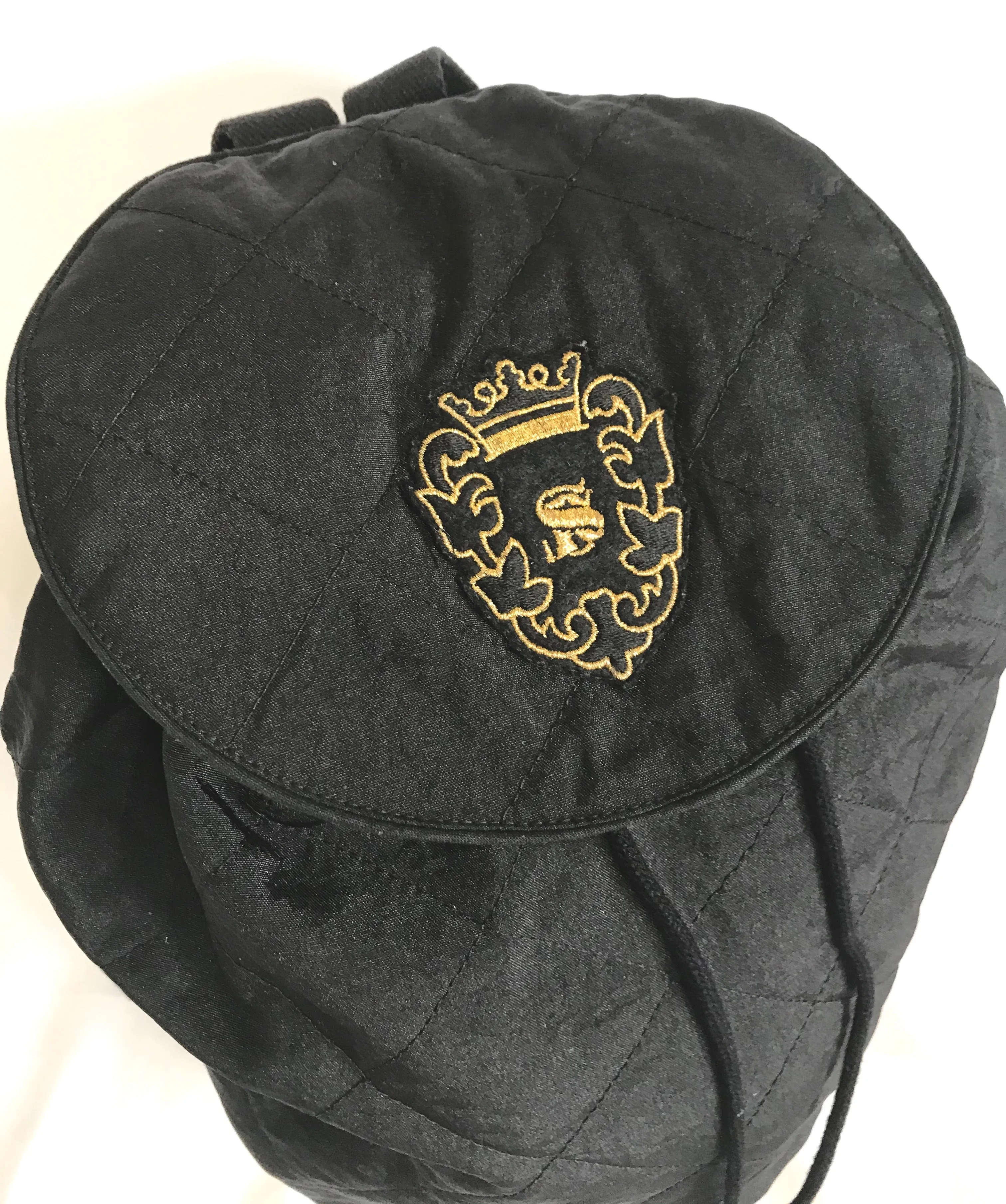 Vintage Sonia Rykiel black lightweight quilted fabric backpack. Travel bag. Made in France.
