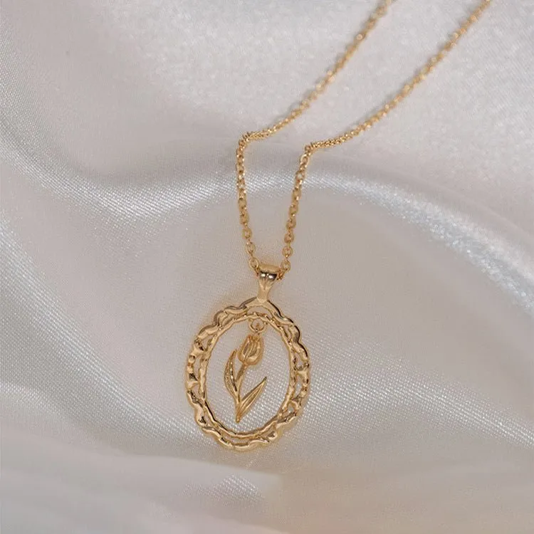 Vintage Tulip Necklace (Solid Silver)