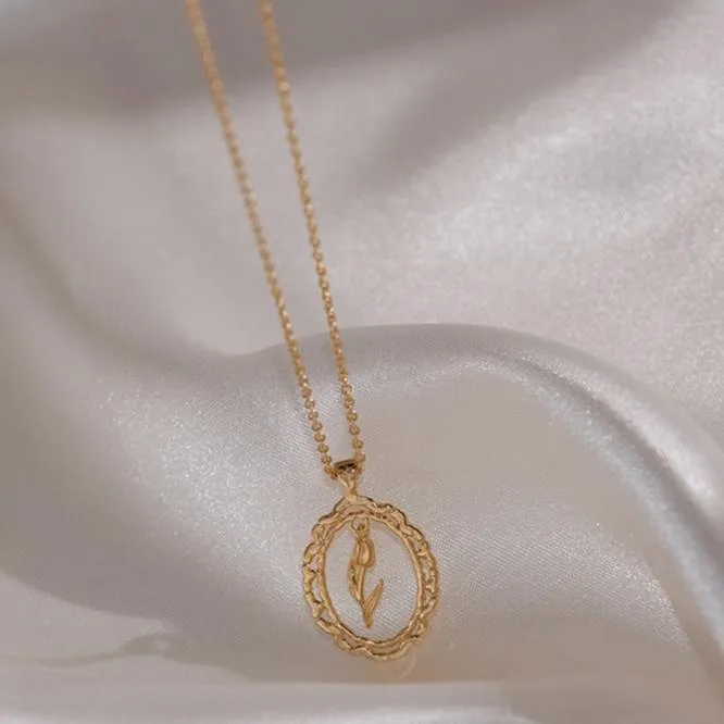 Vintage Tulip Necklace (Solid Silver)