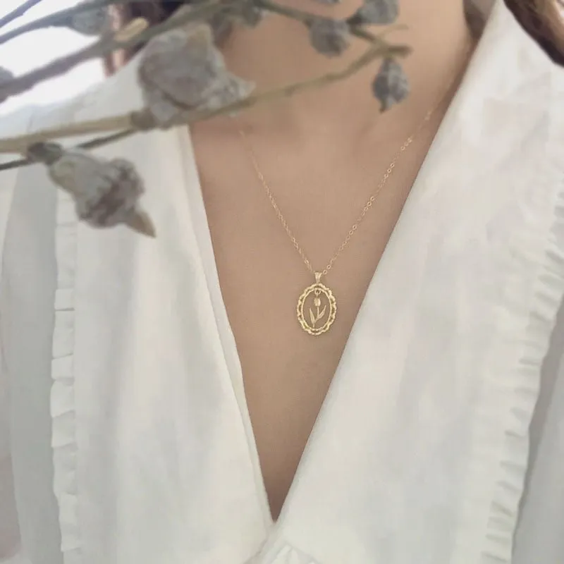 Vintage Tulip Necklace (Solid Silver)